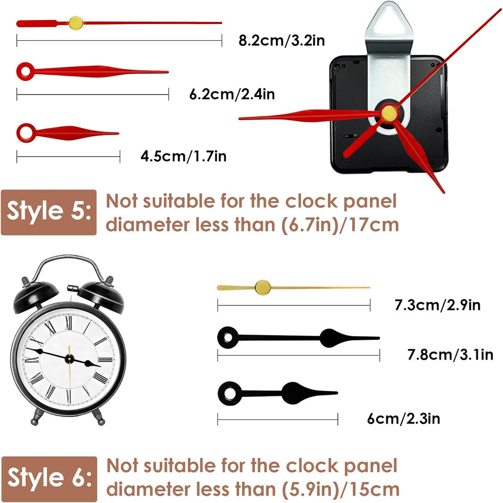 3PCS Clock Mechanism Replacement Kit Quartz Clock Movement with 8 Clock Hands