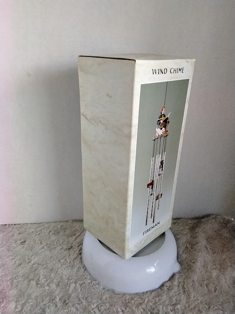 Fireman Wind Chime (2000) Working Fireman And Dalmatian. OPEN BOX NEVER USED.