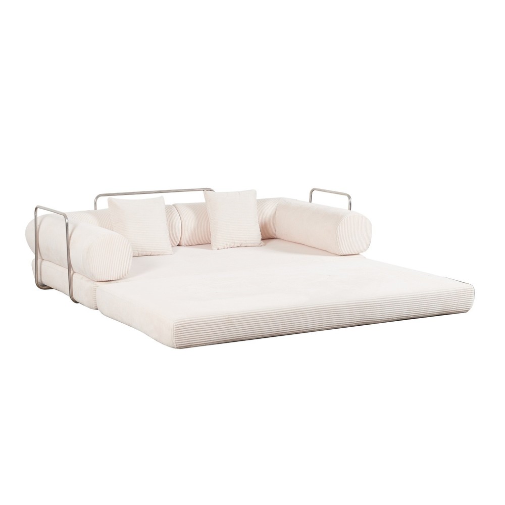 Folding Sleeper Sofa Bed Floor Compression Sofa w/ Metal Frame for Small Space