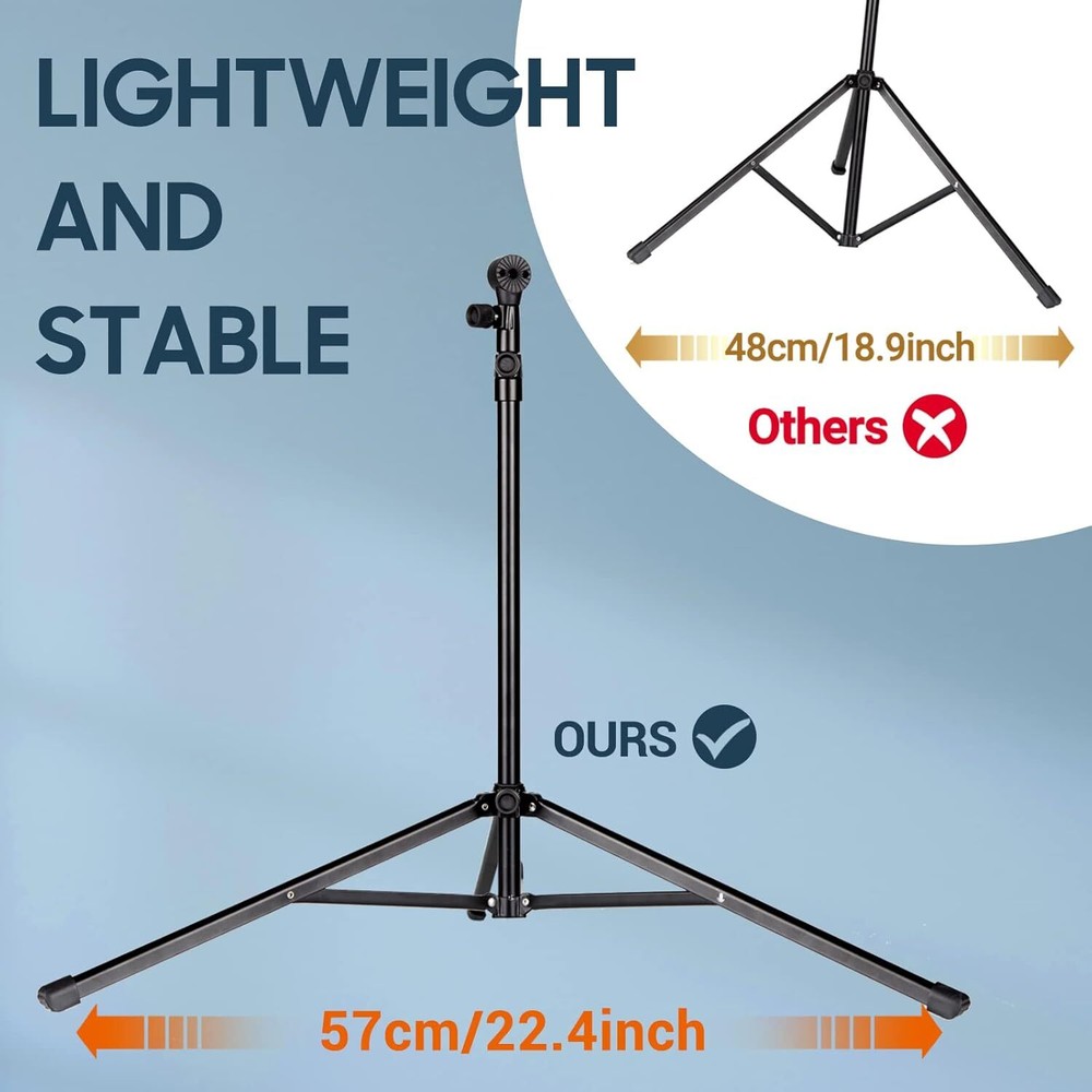 Adjustable Folding Sheet Music Stand w/ Light & Book Holder - Portable Durable