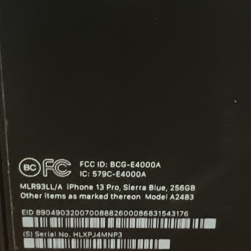 Apple Iphone 13 Pro Empty Box Only Sierra Blue 256 GB