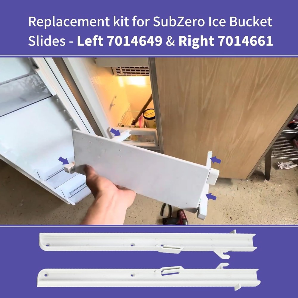 1 Pair Replacement Kit for Subzero Ice Bucket Slides - Left 7014649, Right...