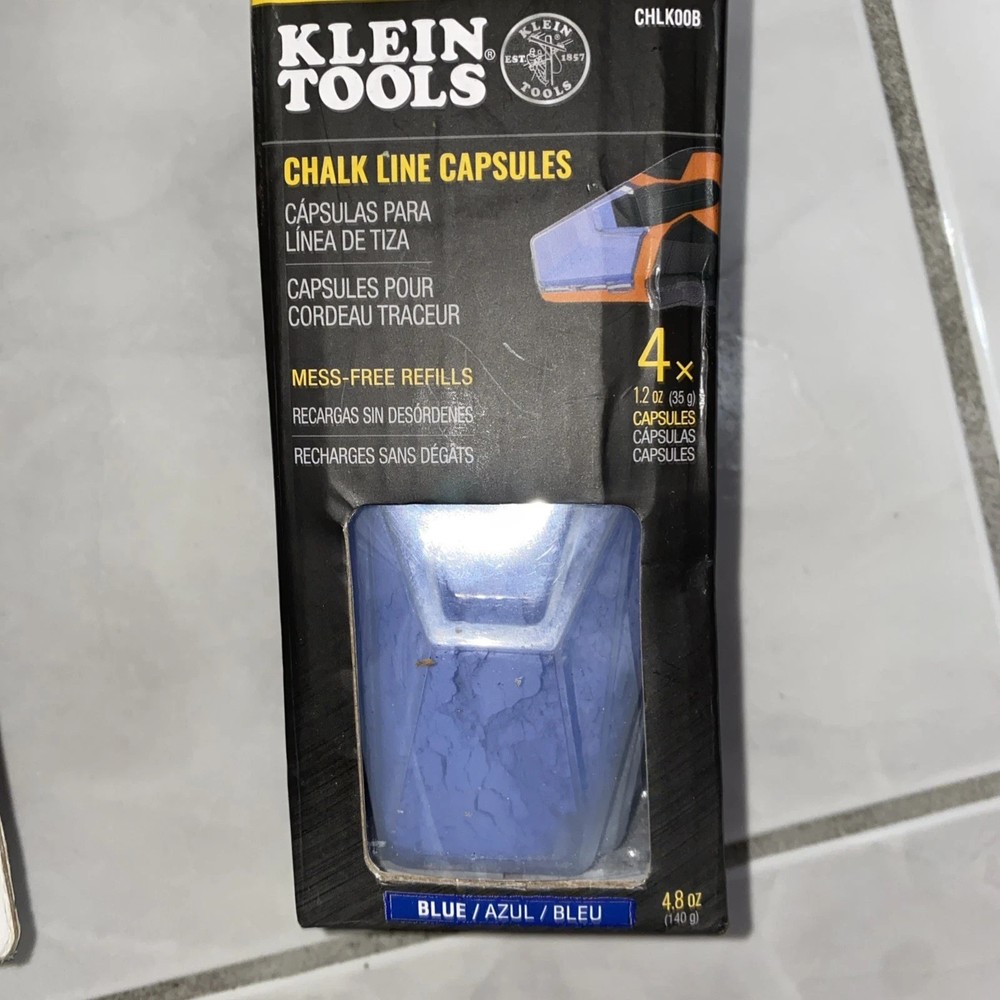 Klein Tools CHLK00B Chalk Line Capsules, Blue, 4-Pack