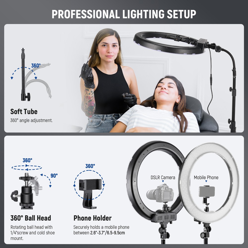 Neewer 18-inch Outer Dimmable SMD LED Ring Light Lighting Kit with Light Stand