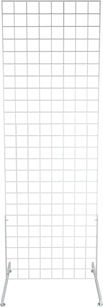 Gridwall Panel 2' x 6' Grid Wall Display White Panel Steel w 2 Legs