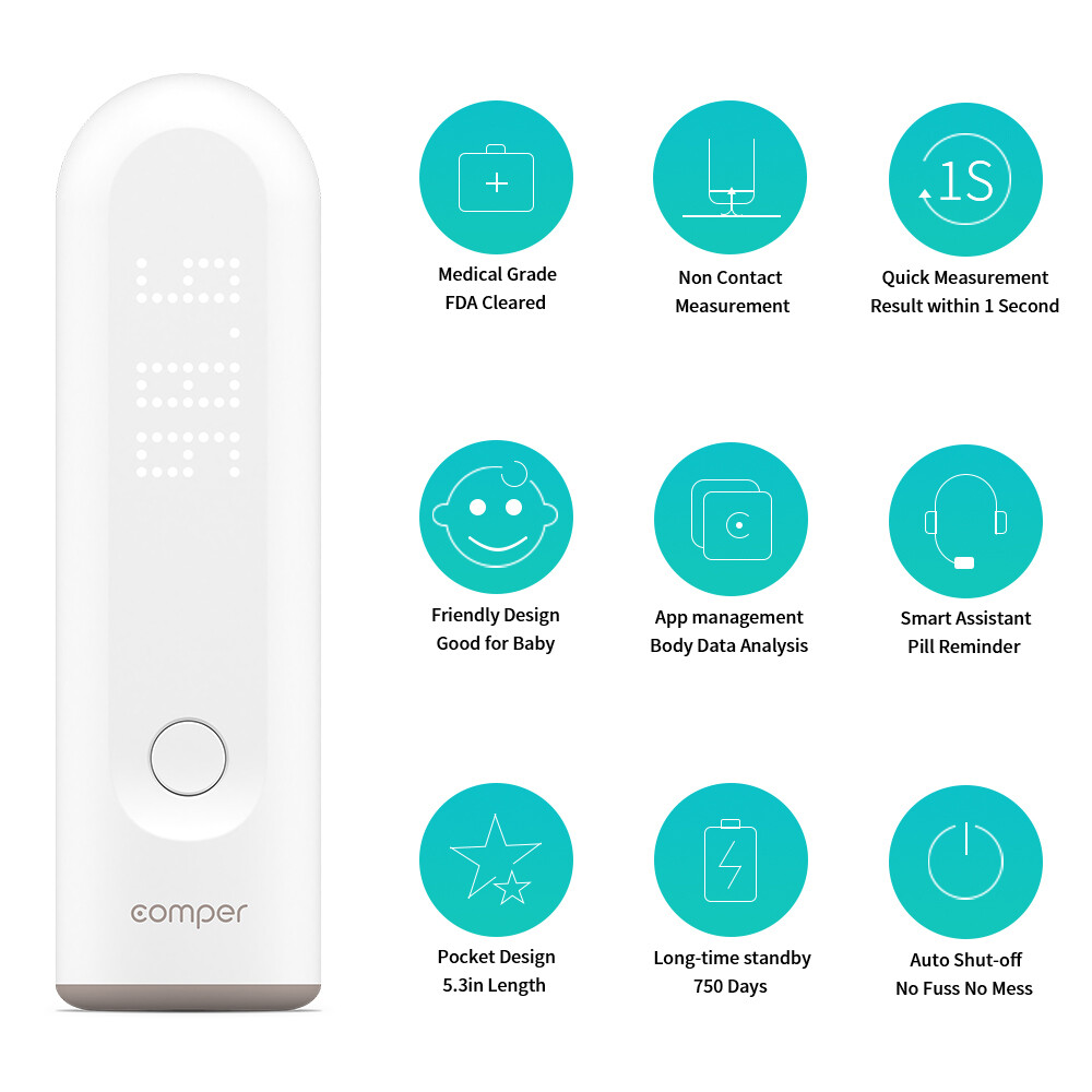 Comper Smart Forehead Thermometer For Kids&Adults Compatible with Apple/Android