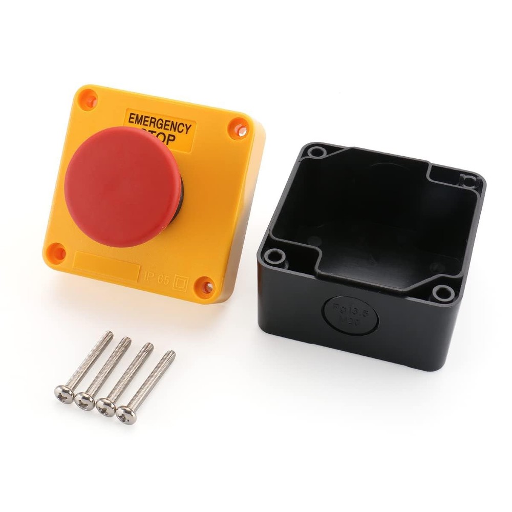 Baomain Red Sign Momentary Emergency Stop Weatherproof Push Button Switch...