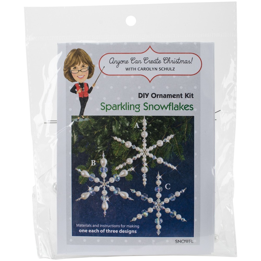 Solid Oak Holiday Beaded Ornament Kit-Sparkling Snowflakes Makes 3 (2Pk)