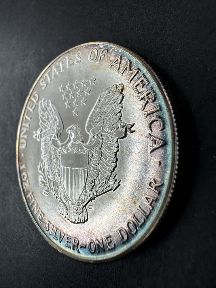 1988 American Silver Eagle 1 Oz Silver Coin Rainbow Toned