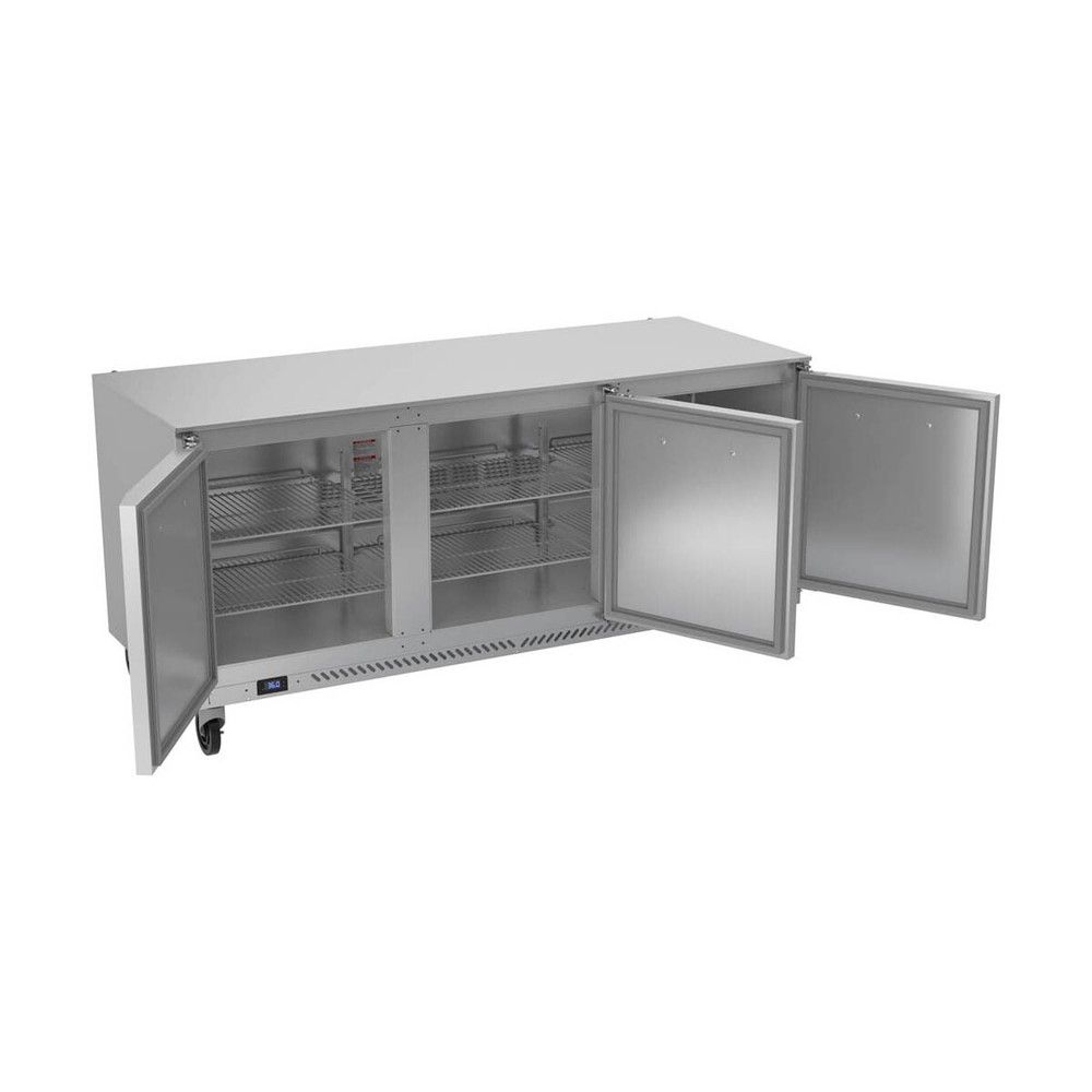 Victory VUR72HC 72" 3-Section Undercounter Refrigerator w/ 3 Solid Doors, 17....