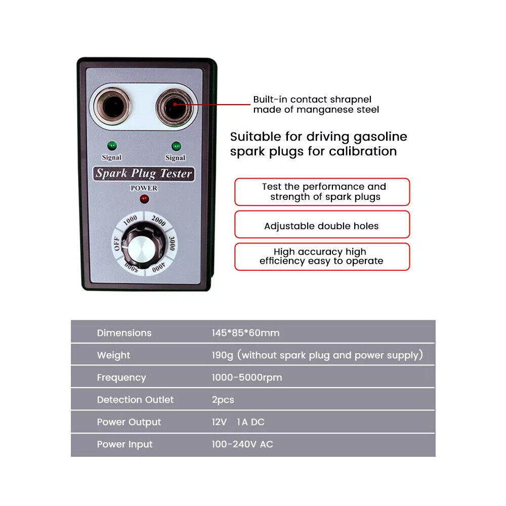 12V Car Spark Plug Tester Adjustable Dual Hole Ignition Diagnostic Detector Tool