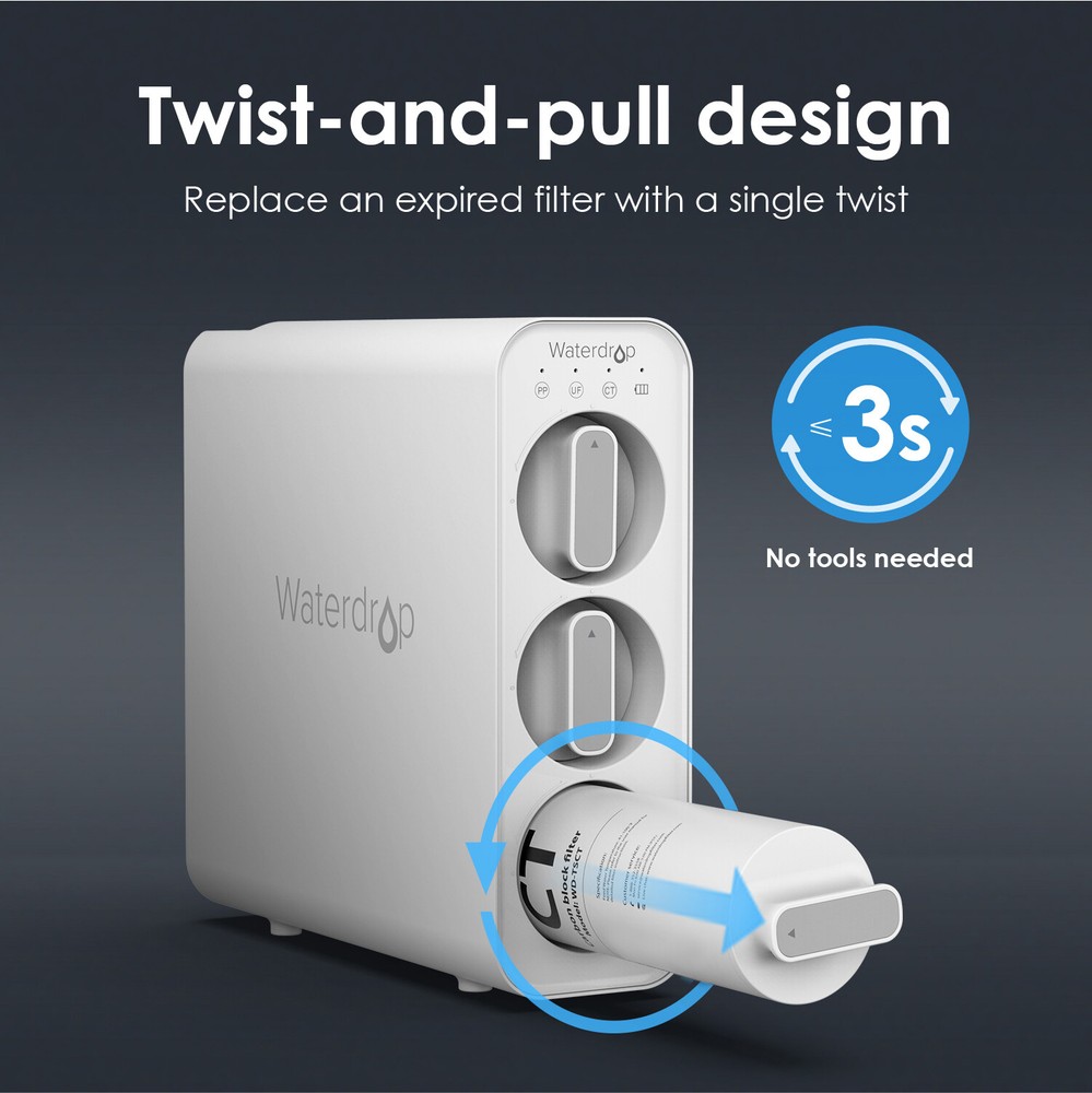 Waterdrop TSCT Under Sink Water Filter, Replacement for Waterdrop TSU&TSC System