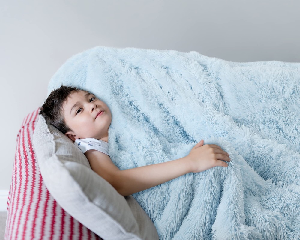 BENRON Light Blue Throw Blankets, Super Soft - 50x60", Bubbie