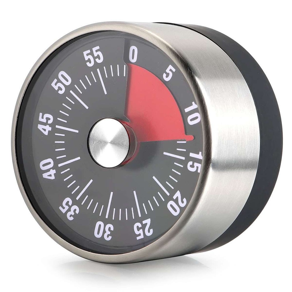 60min Mechanical Kitchen Timer Countdown Cooking Reminder Visual Magnetic Alarm