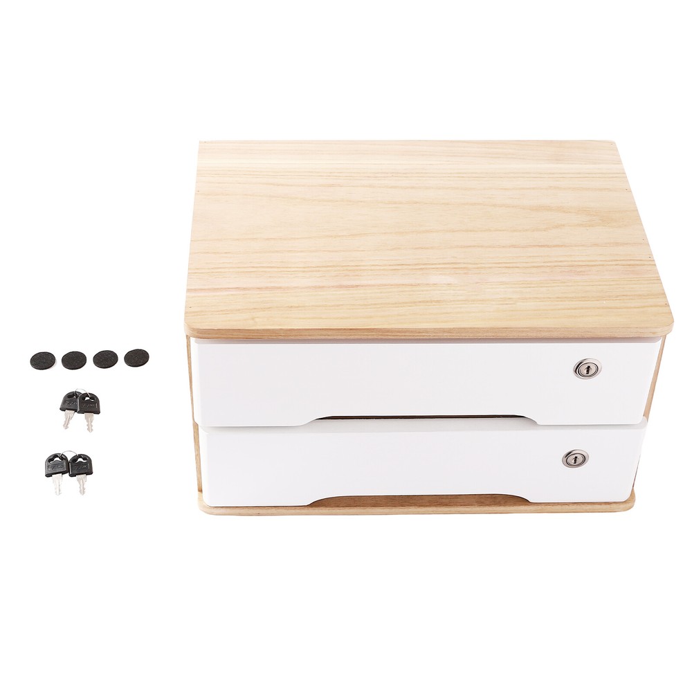 Desktop Storage Box, Desk Organizer, Desktop Storage Box with Lockable Drawers