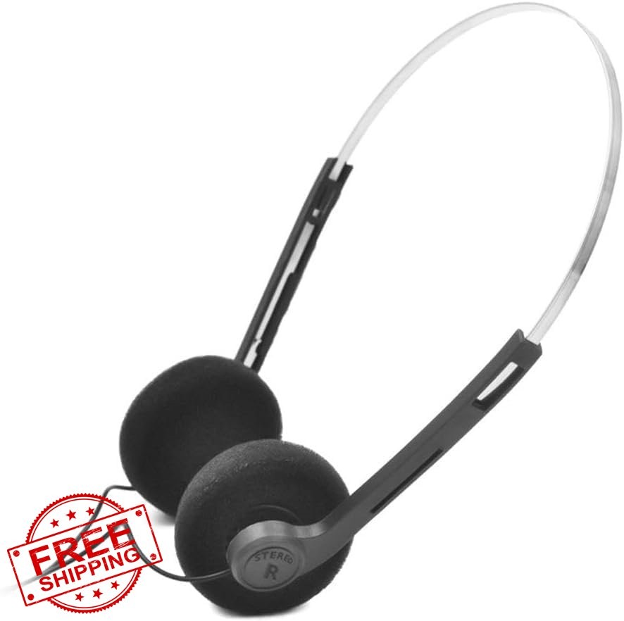 Mozff Retro Headphones Wired Black Over-Ear Mini Stereo 80s 90s