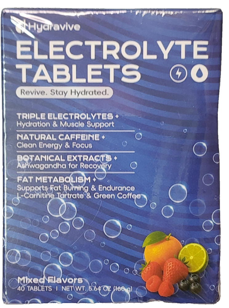 Hydravive Electrolyte Tablets Zero Sugar Hydration Drink 40 Ct. Mixed Flavors
