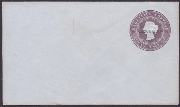 MAURITIUS 1862 6d envelope overprinted CANCELLED............................Q774