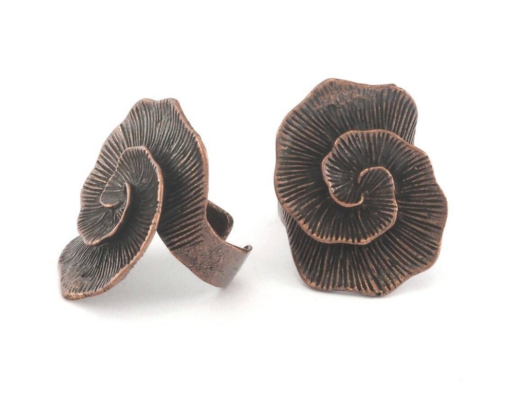 Flower Adjustable Ring Antique Copper Plated brass (17mm 7US inner size) 2846