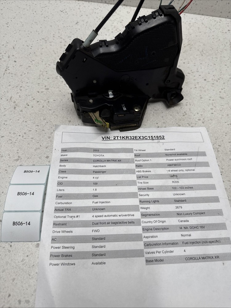03-08 TOYOTA COROLLA Driver SIDE FRONT DOOR LOCK ACTUATOR ASSEMBLY