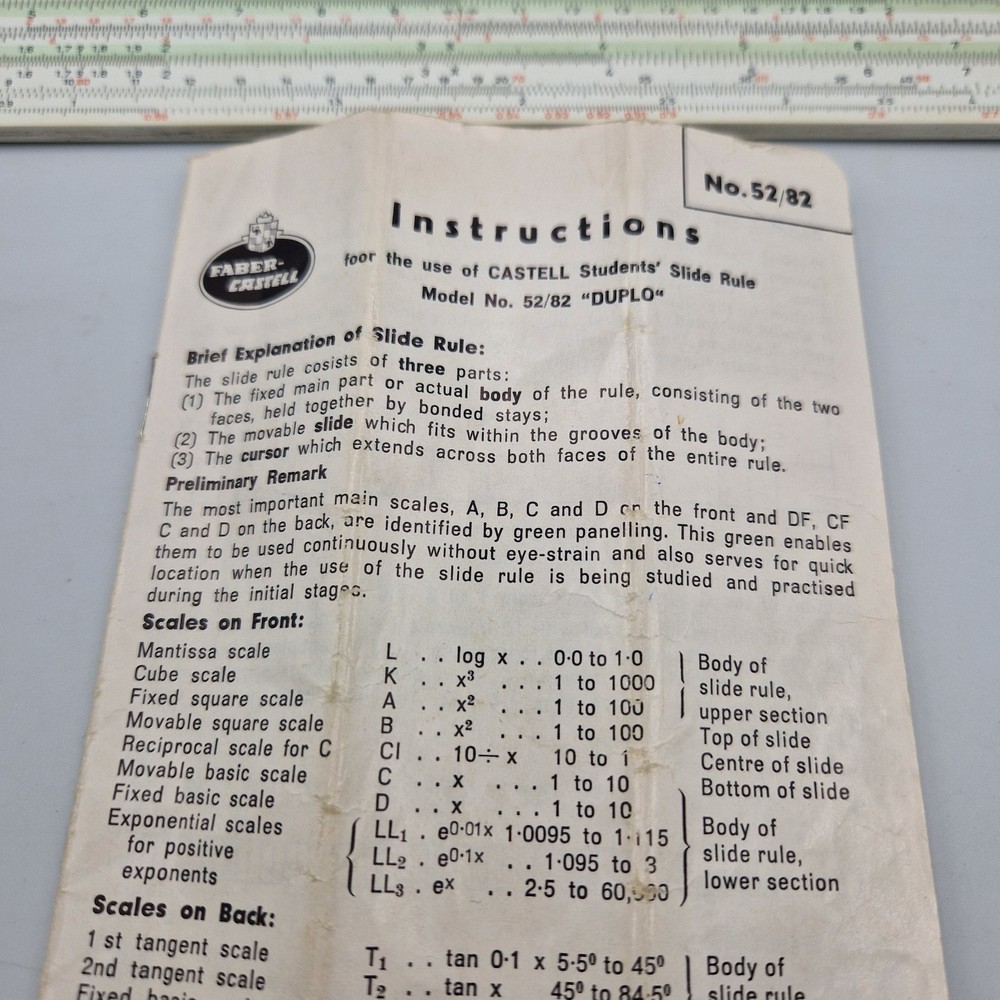 Faber Castell Slide Rule D-STAB 52-82 Boxed Case