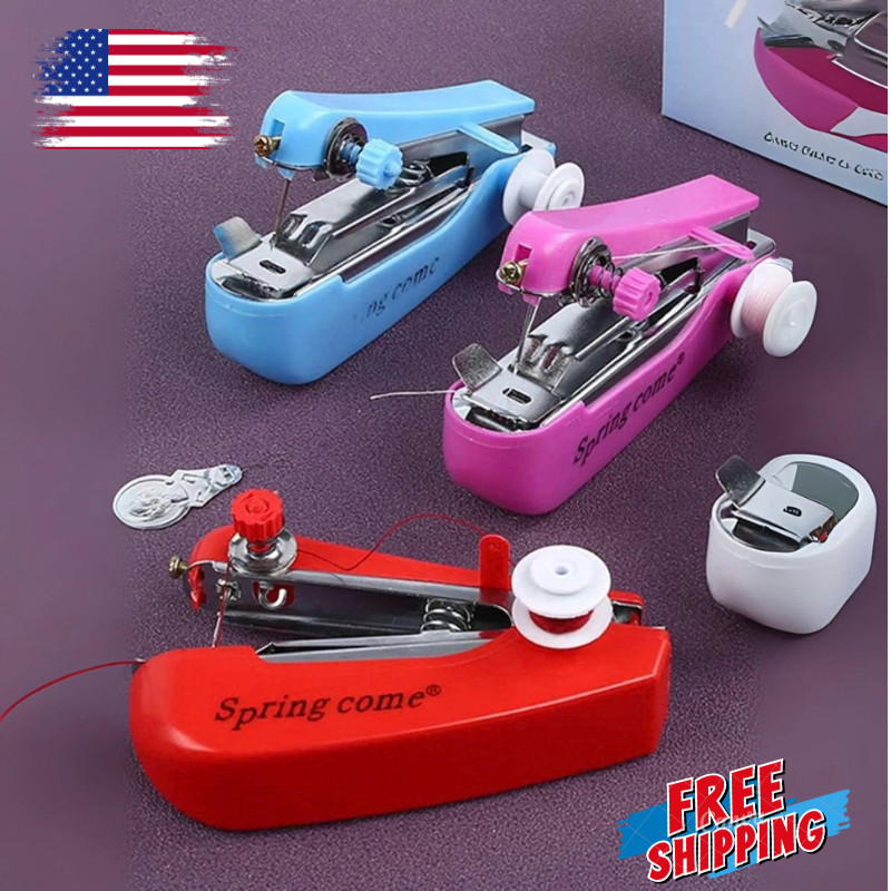 Mini Sewing Machine Handheld Stitching Machine Portable Quick Sewing DIY Craft