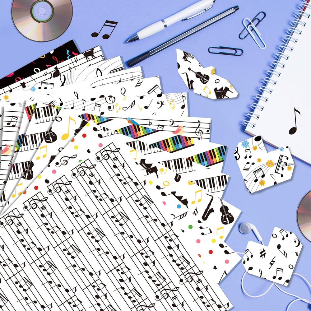 24 Sheets Music Notes Pattern Paper 12" X 12" Double-Sided Musical Notes Scrapbo