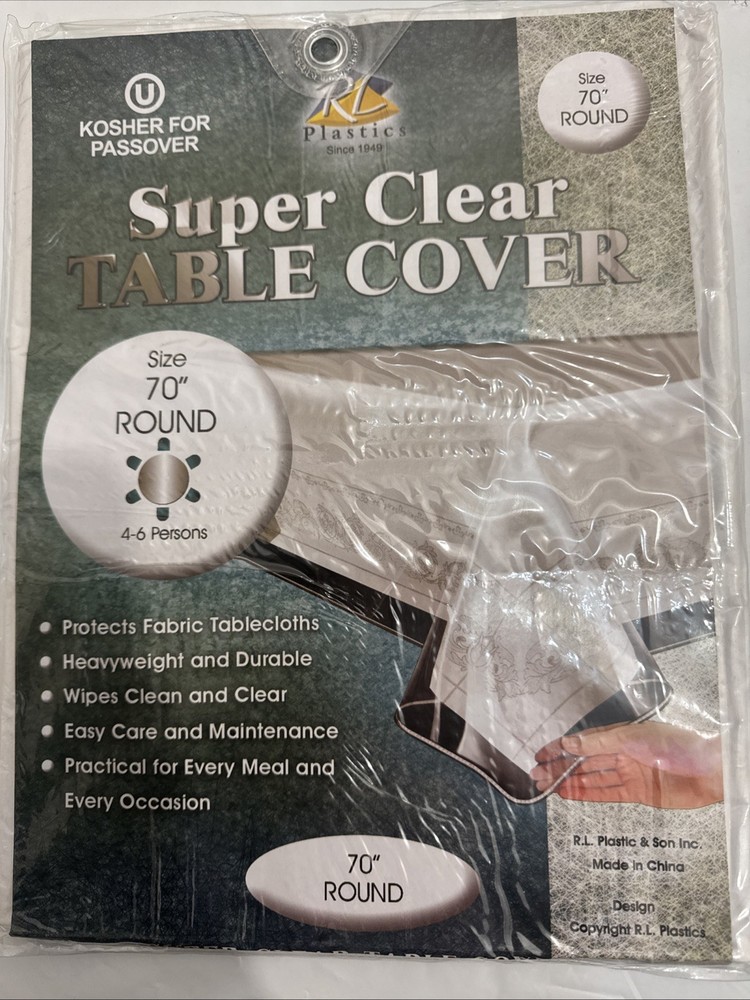 Tablecloth Protector Crystal Clear Vinyl (70" Round) | Thick, Durable Clear x 2