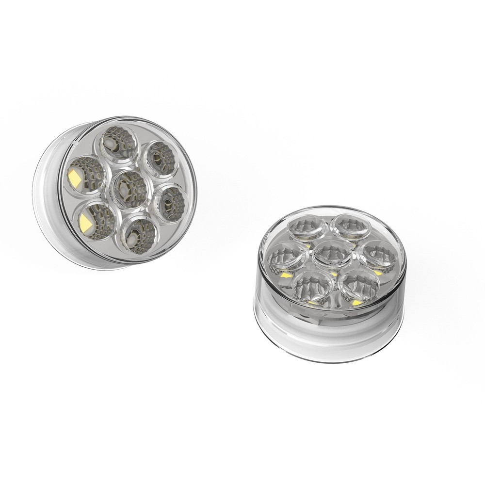 Fortpro 2” Round Dual Function Multivoltage LED Lights - Red & Ambar LED/Clear L