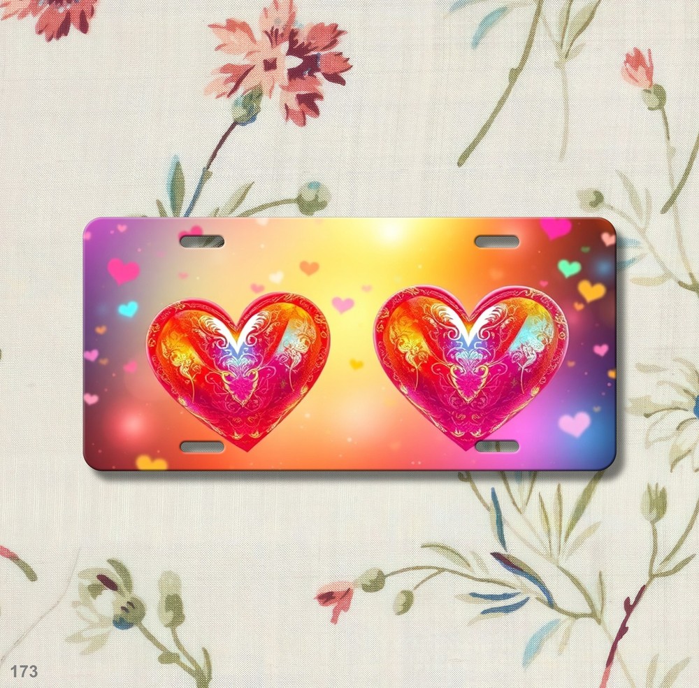 Premium Hearts License Plate Custom Front Plate Unique Gift