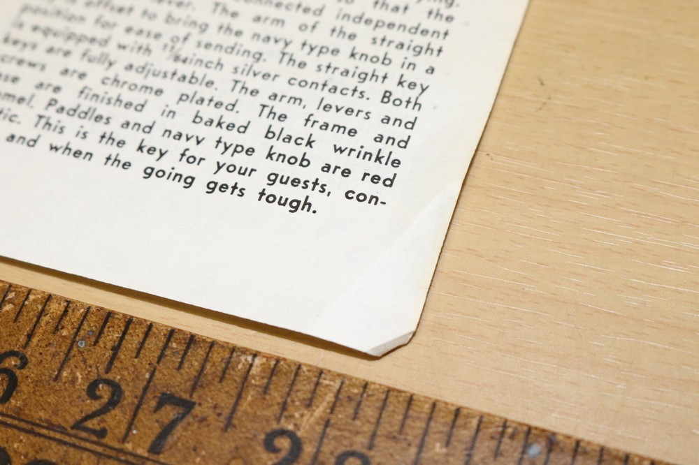 RARE - BROWN PRECISION MADE MORSE CODE KEYS - SALES FLYER - UNFOLDED