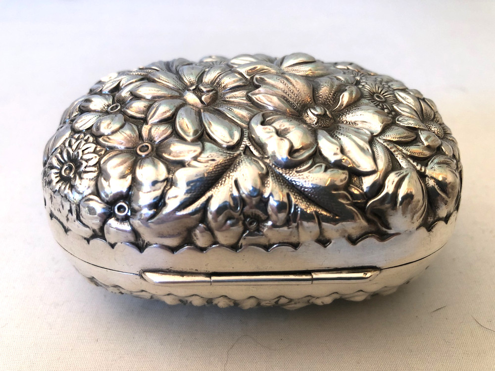 Antique Gorham Cluny Pattern Sterling Silver Hinged Soap Box, 93 Grams.