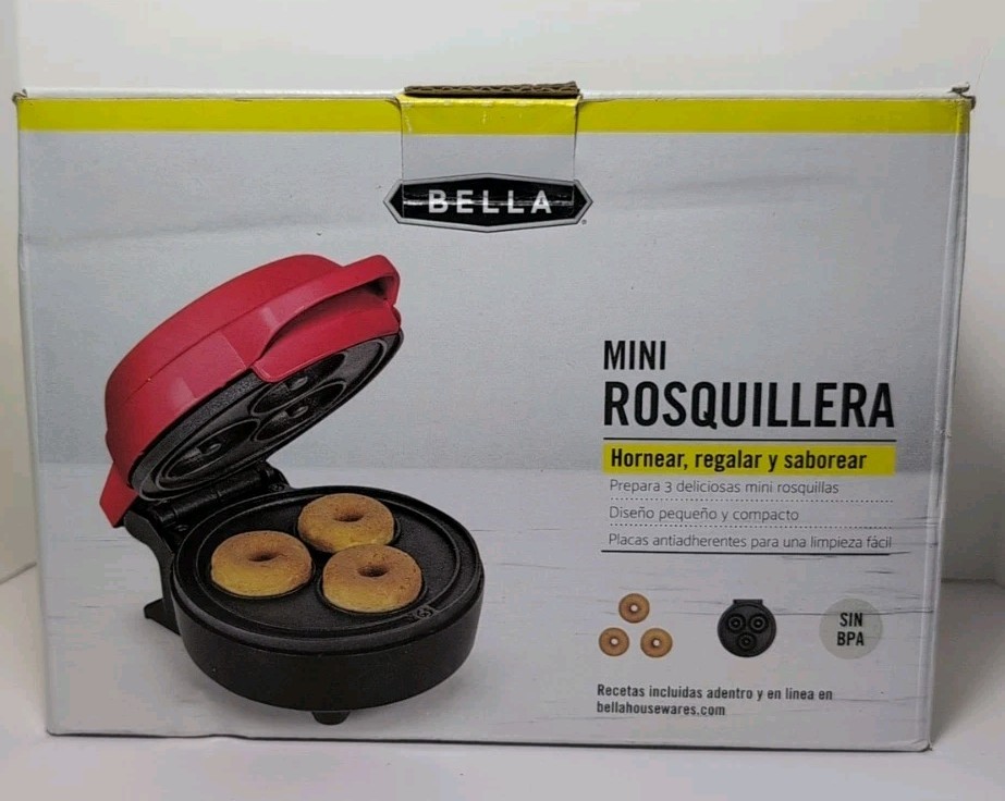 Bella Mini Donut Maker, Red, Non-stick