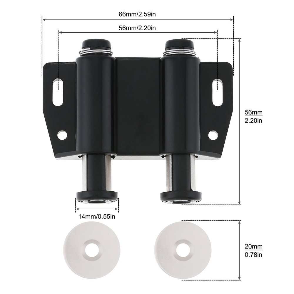 HOJLKLD Magnetic Touch Latch, 2 Pack Cabinet Push Open Double 2 Pack, Black