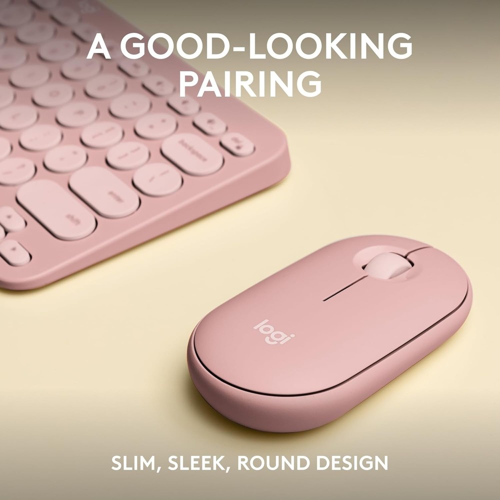 Logitech Pebble 2 Combo Wireless Keyboard Mouse Bundle Tonal Rose