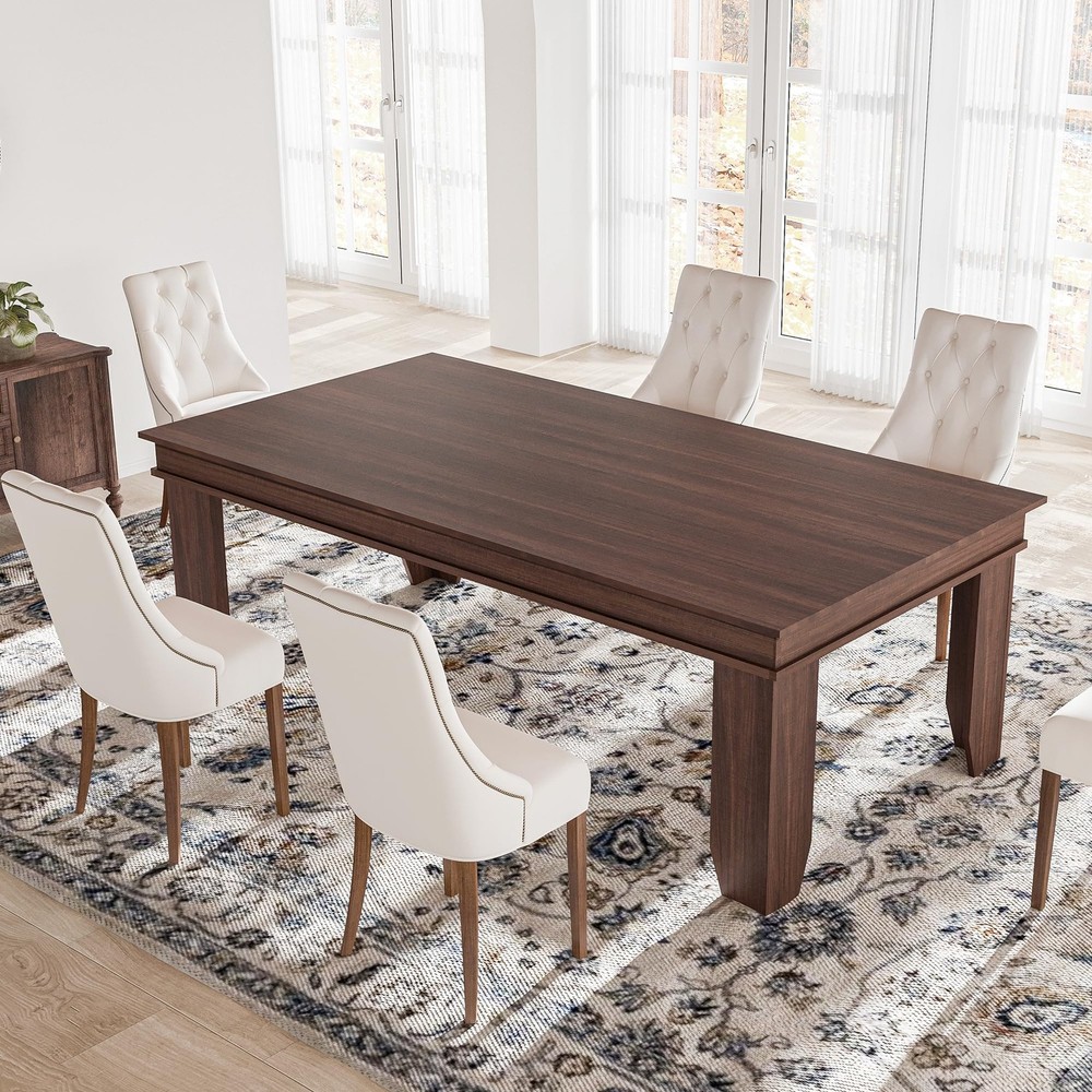 71" Farmhouse Dining Table Rustic Wood Rectangular Table for 6-8 People Kitchen