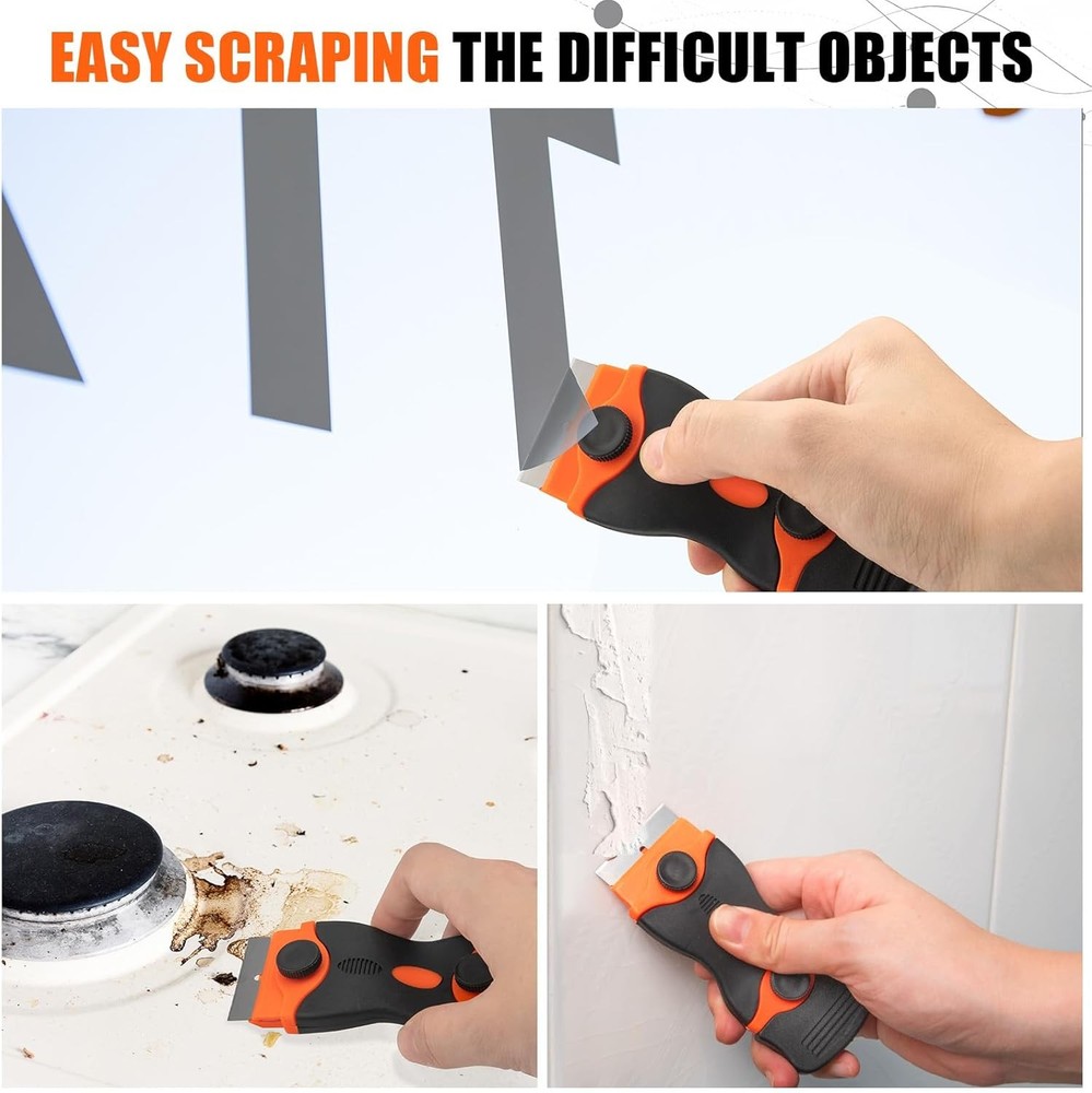 6 Pack Razor Blade Scraper Tool, Razor Scraper, Paint Scraper for Cleaning, With