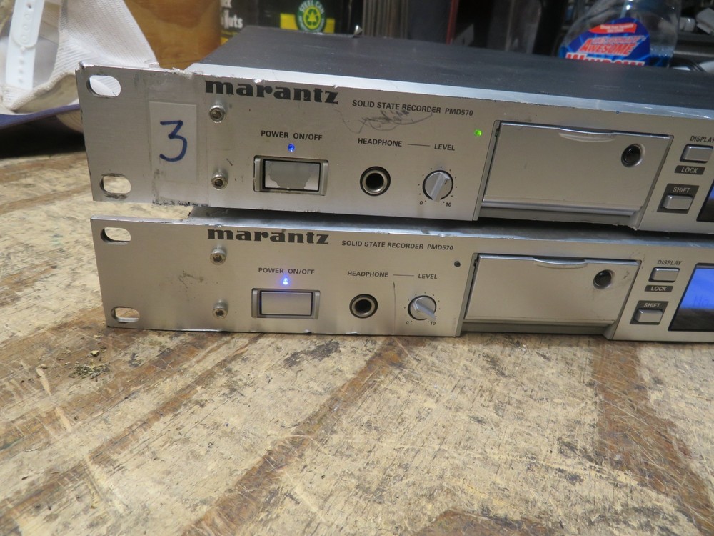 LOT OF 2 MARANTZ PMD570 PROFESSIONAL SOLID STATE RACK MOUNT RECORDER POWERS ON