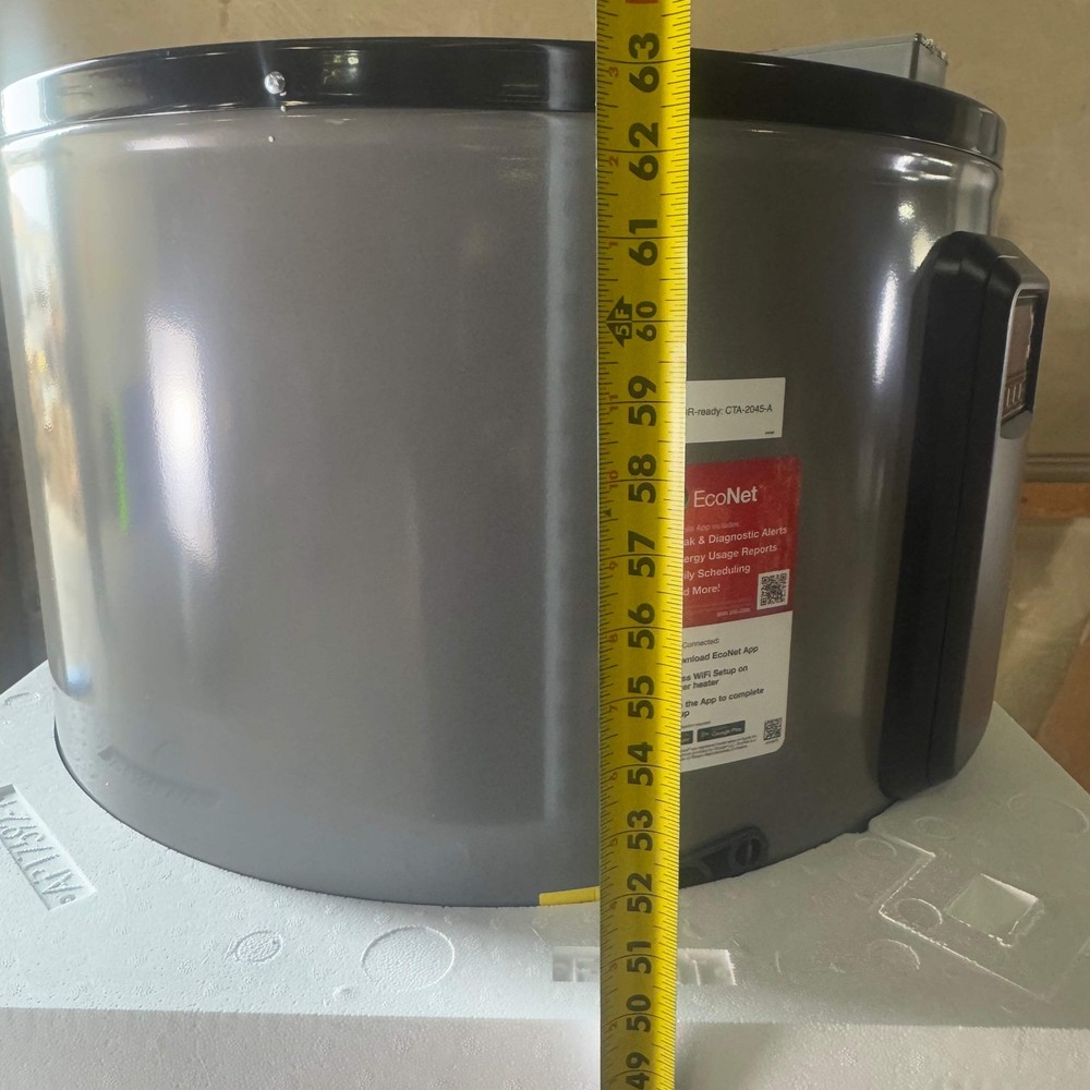 RHEEM Hybrid Electric Water Heater Sz 63” H x 24” D Grey HPLD65-1RH