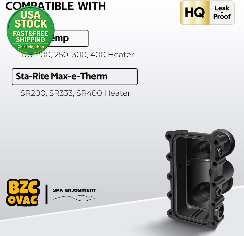 Pool Heater Manifold Assembly Kit for Mastertemp Sta-Rite Max-E-Therm Black