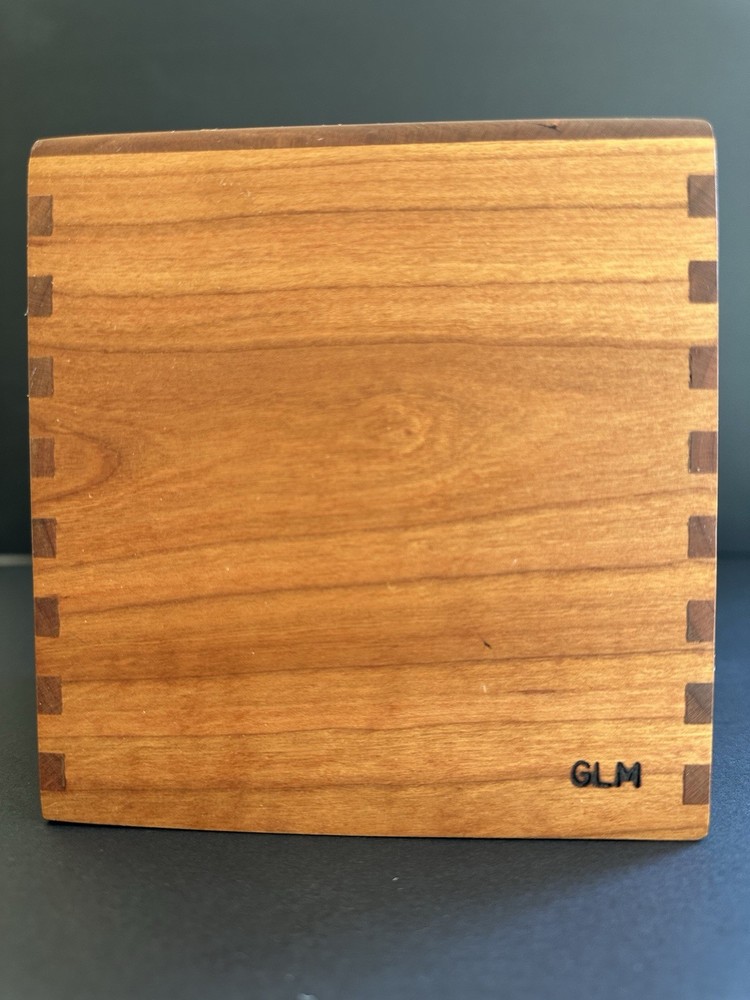 Maple Handmade Dovetail Tissue Box Cover Square Signed Rustic Natural Modern