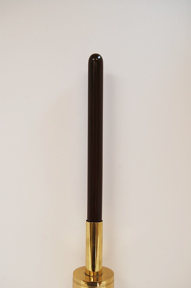 BRASS PROCESSIONAL HAND HELD TORCH / CANDLESTICK / ACOLYTE WOOD HANDLE (#309)