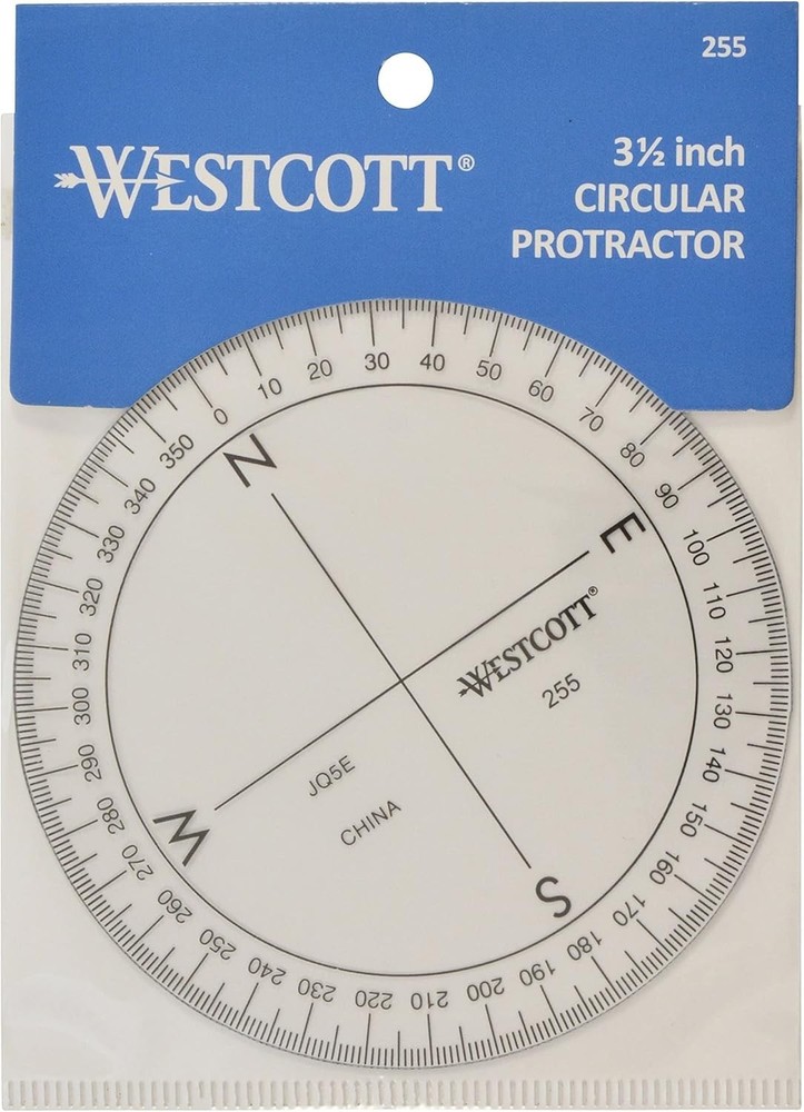 360-Degree Compass Protractor, Crystal Clear Transparent Dial, Calibrated for...