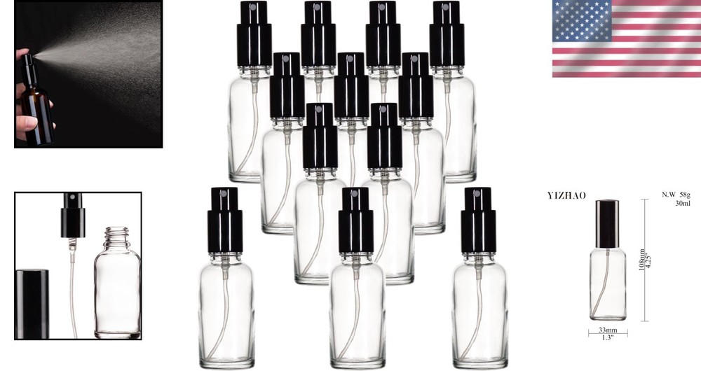 Refillable Fine Mist Spray Bottles - 1oz Capacity