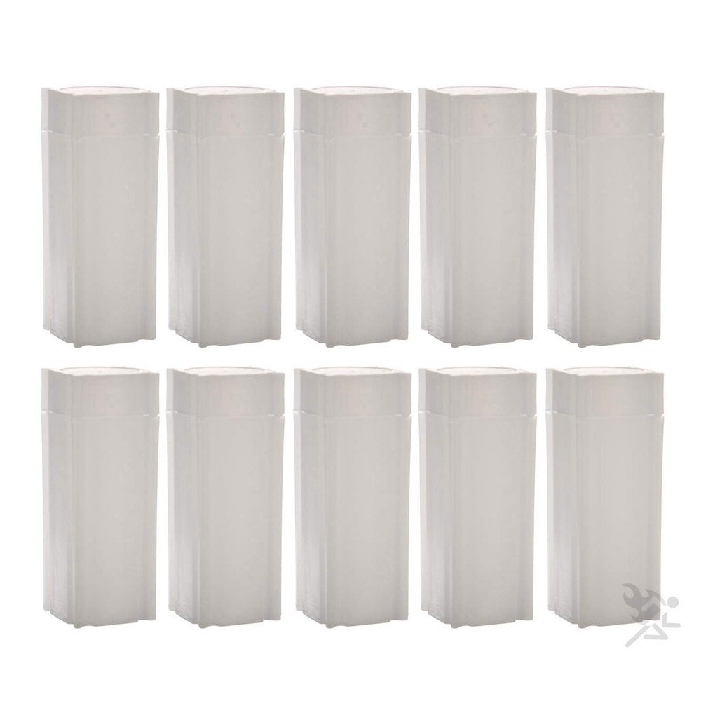 Square White Plastic Coin Storage Tubes for Quarters - 10 Pack, Durable Holders