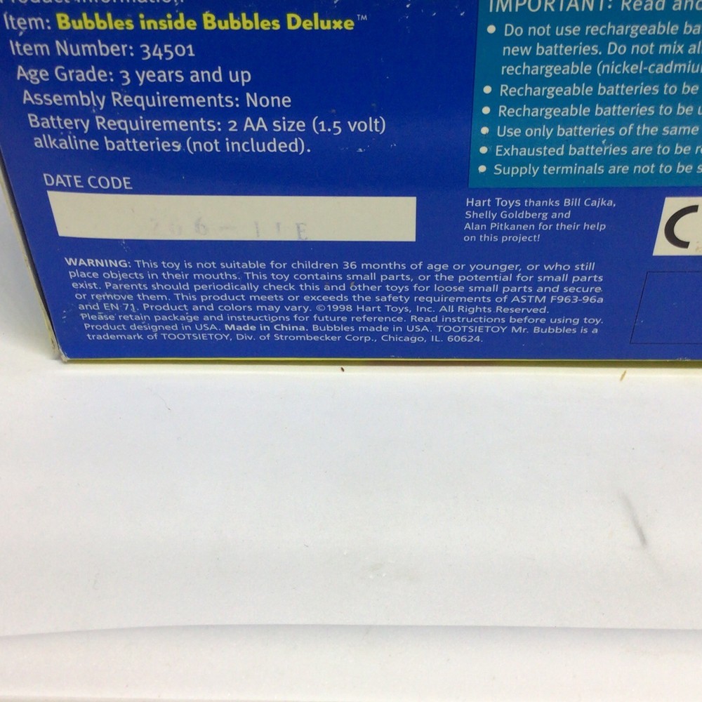 NOS 1998 Hart Toys Motorized Bubble Machine Makes Bubbles Inside Bubbles