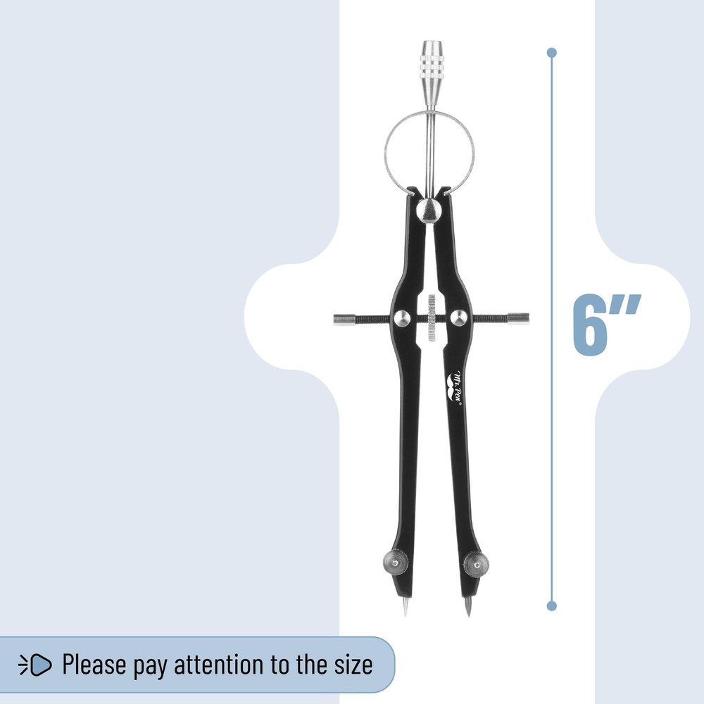 Mr. Pen- Professional Compass with Lock, Black, for Geometry, Black