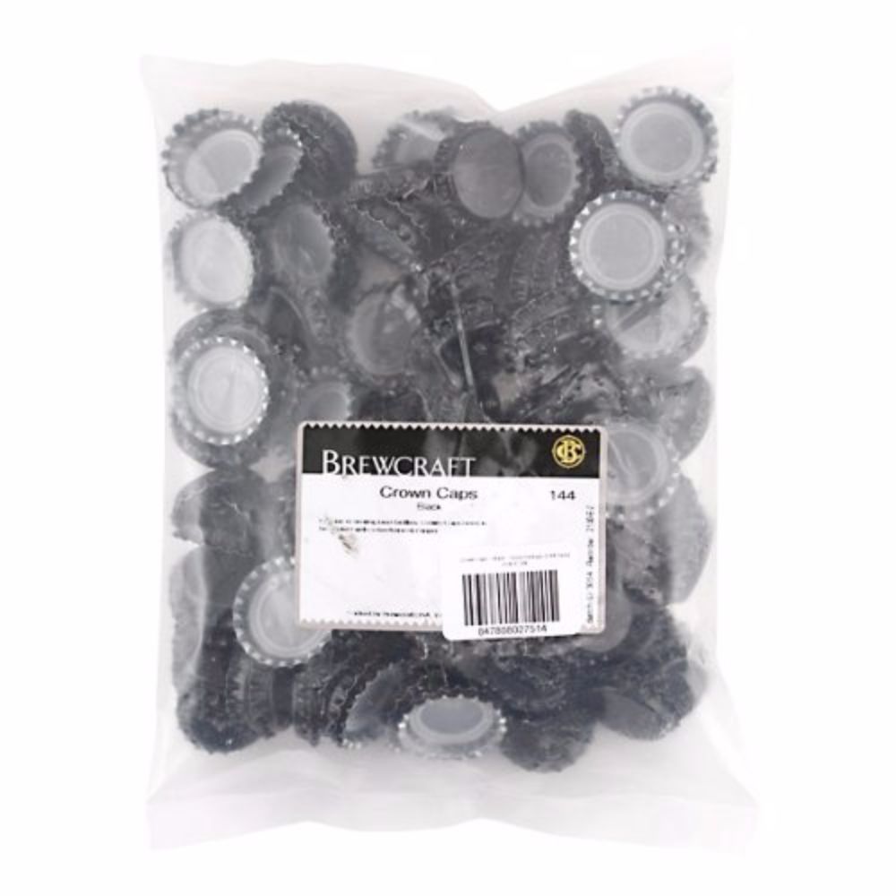 Crown Caps - Black - Gross Package (144 Pack)