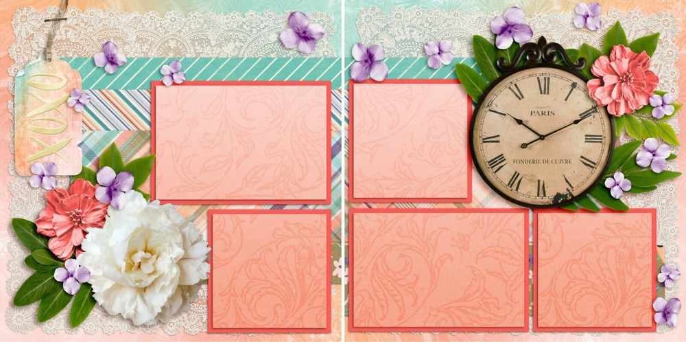 Time Flies - 2 Premade Scrapbook Pages - EZ Layout 4190