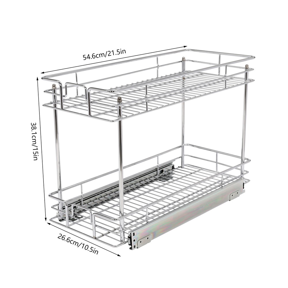 Pull Out Cabinet Organizer, 2-Tier Pull Out Shelves, Kitchen Cabinet Organizer